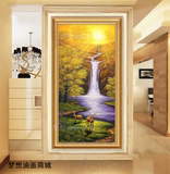 风景画酒店装饰画客厅有框油画 欧式餐厅卧室纯手绘竖版挂壁画