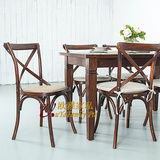 美式乡村经典叉背椅 橡木实木餐椅书桌椅 现代简约 单人椅 咖啡椅
