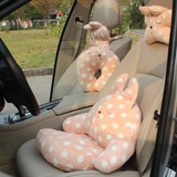 汽车用品 可爱波点兔腰靠 条纹熊腰枕 腰垫卡通护腰枕 斑点兔抱枕