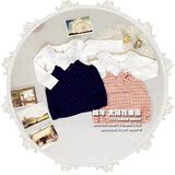 【锦年】16春装新款韩版女童花边领T恤+满天星呢子背带裙两件套