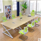 厦门办公家具员工培训桌钢脚设计桌简约现代条形长桌会议桌椅组合