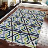 现代孔雀蓝客厅卧室样板房地毯 中式时尚软装地毯 来图定制地毯