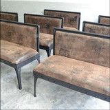 铁艺软皮沙发椅loft工业风水管椅子复古时尚单双三人位咖啡餐椅