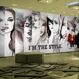 3D水彩艺术人物客厅大型壁画发廊服装店美容院美发店油画墙纸壁纸