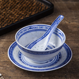 景德镇陶瓷青花玲珑复古中式碗套装姜奶碗广州撞奶碗甜品碗三件套