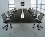 黑白简约现代板式欧式条形会议桌椅洽谈长桌办公桌电脑培训职员桌