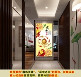 立体中式大型壁画过道玄关走廊壁画壁纸中国风牡丹九鱼图无纺墙纸