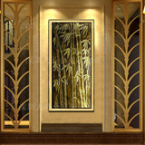 东南亚泰式手绘装饰画有框画家居酒店会所玄关贴金竹子装饰挂画
