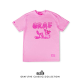 GRAF国潮原创设计恶搞粉红豹飞行员吞云吐雾款粉红棉短袖T恤男女