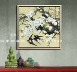 新中式装饰画客厅油画手绘画有框画餐厅床头挂画壁画单幅画工笔画