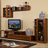 胡桃木电视柜 实木电视柜简约客厅组合 茶几家具 新中式 伸缩地柜