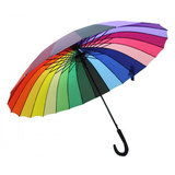 24骨超大彩虹伞双人伞自动伞母子伞大弯钩长柄伞晴雨伞遮阳伞
