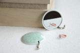 咪吱手工陶瓷雕刻冰裂纹铃铛 古典随身便携单面小镜子 化妆镜包邮