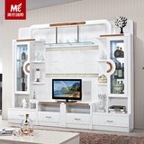 欧式电视柜组合墙影视柜地柜纯白烤漆酒柜大理石客厅组装简约现代