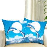 精准印花3D十字绣抱枕创意新款可爱情侣海豚湾之恋爱情新款抱枕