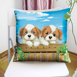 精准印花3D十字绣抱枕创意新款卡通情侣小伙伴小狗可爱新款抱枕