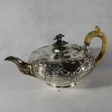 特价欧洲古玩 西洋古董收藏英国伯明翰1809年925银浮雕茶壶CY-42