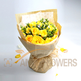 H151上海鲜花同城速递20支黄玫瑰花束花店生日鲜花送女友