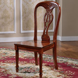 新款特价 简约现代实木餐椅 餐厅椅子凳子 仿古橡木雕花实木椅子