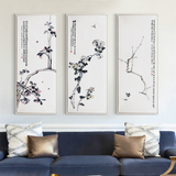 现代新中式客厅沙发背景墙挂画装饰画于非闇国画布艺禅意蝶舞梅花