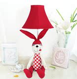 布耳朵红格子兔子儿童房软装摆件创意台灯卧室床头灯温馨可爱礼物
