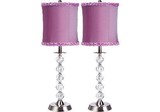 卡尔顿紫色仿水晶台灯 儿童房卧室床头台灯 创意时尚布艺宜家台灯