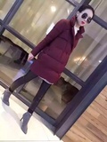 2015新款冬装韩版宽松女士棉衣西装领茧型中长款加厚羽绒棉面包服