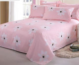 100%纯棉斜纹加厚床单双人单人学生儿童床单粉色樱花单件