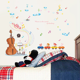 创意儿童房装饰墙贴纸宝宝卡通墙纸贴画可爱卧室墙面贴纸 小提琴