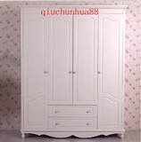 纯实木松木韩式家具白色衣柜四门衣柜欧式储物柜环保收纳柜可定做