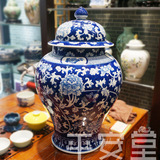 将军罐 摆件 青花瓷器 景德镇 陶瓷 花瓶 包邮 仿古 工艺品 手绘
