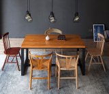 铁艺实木餐桌组合长方形工作台办公电脑休闲桌子简约小户型长餐桌