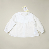 出口外贸原单童装MassimoDutti女童纯棉长袖T恤白色衬衫秋装上衣