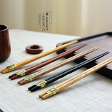 川岛屋 日式餐具原木五色家用木筷子套装