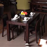 美班家居餐桌1.4米餐台黑色黑橡木餐桌经典橡木实木贴皮一桌四椅