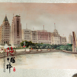 丝绸画《上海外滩风景》中国特色真丝礼品出国送老外上海特色礼品