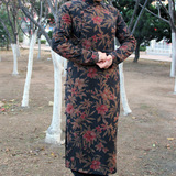 【微笑在心中】南国衣情原创设计-绢纺香云纱长款棉旗袍