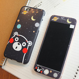 独家原创iphone6玻璃膜日本熊猫熊6s钢化膜6splus彩绘全屏防爆膜