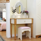 卧室简约0.8米小户型实木梳妆台北欧宜家现代化妆桌子家具80cm白