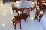 红木家具 实木餐桌 大理石 厂家直销 菠萝格木 古典仿古 圆形餐桌