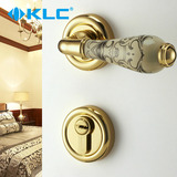 德国KLC欧式门锁欧式分体锁室内门锁金色陶瓷把手纯铜锁芯 彼岸花