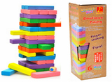 jenga彩色叠叠高叠叠乐54片 原木制抽积木层层叠益智玩具 桌游
