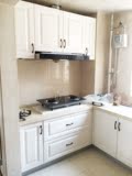 济南同城定制整体厨房暖白麻面欧式吸塑门板橱柜定制