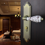 德尔纳特惠7折房门锁室内欧式执手锁简约田园美式青古铜花瓷卧室
