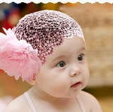 韩版女童发带头花婴儿发网发箍宝宝拍照头饰大花朵蕾丝发饰品
