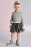749-891代购英国next正品女童灰色高领毛衣拼接蕾丝连衣裙