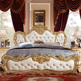 卧室奢华家具香槟金别墅床欧式床大床双人床2米2.2米实木床真皮床