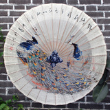 传统汉服油纸伞cos伞双孔雀纯手工绘制中国风可定制防雨礼品收藏