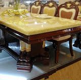 天然大理石餐桌方桌中欧式餐台长方形带储物柜实木餐桌椅组合