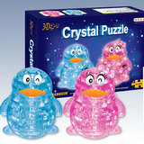 卡通立体水晶拼图3d拼塑料积木diy儿童益智玩具创意礼品 带灯企鹅